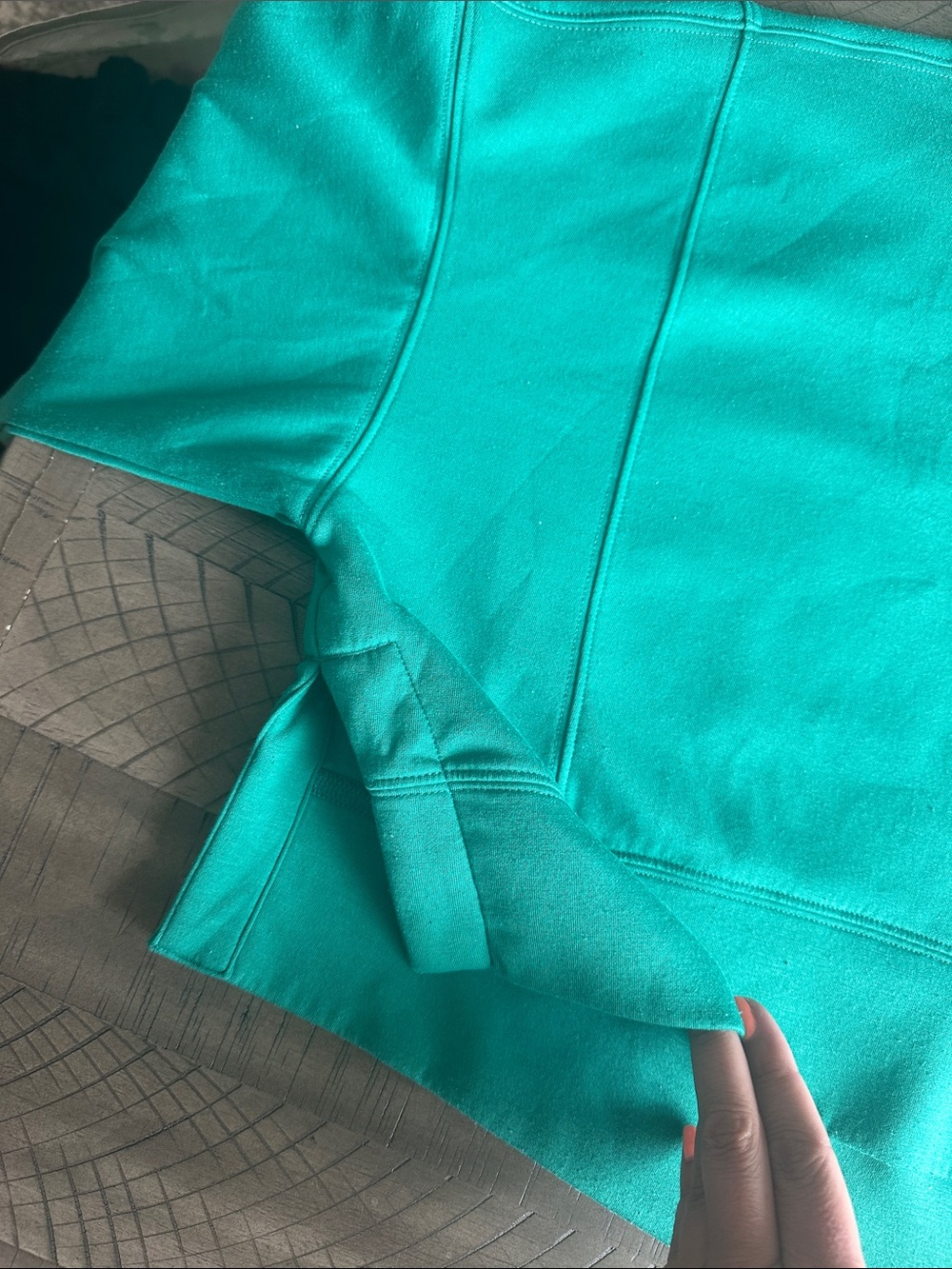 Women's Cropped Oversized Crewneck Sweatshirt - Teal Green - Picture 6 of 9